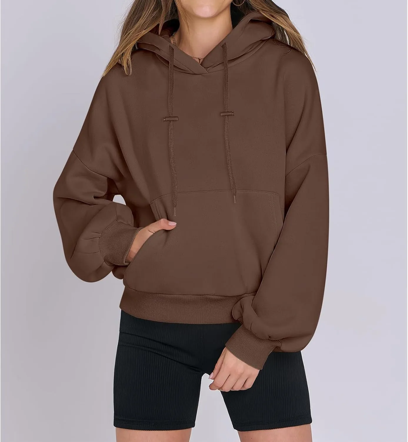 Women's Oversized Hoodies Lantern Sleeve Fleece Sweatshirts Fall Loose Pullover Teen Girls Preppy Top Clothes