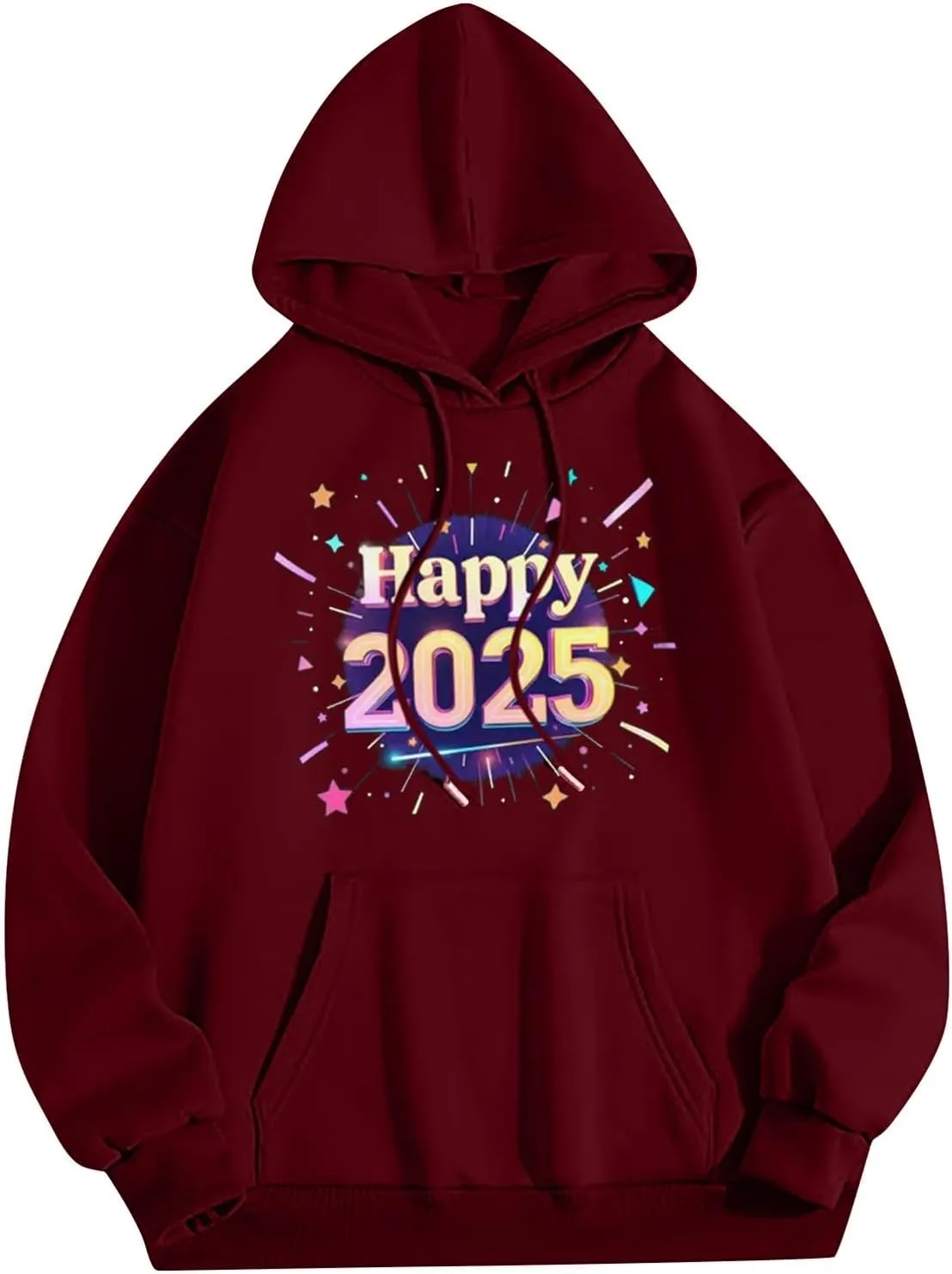 Womens Oversized Hoodies New Year's 2025 Pullover Hoodie Comfy Casual Basic Pullover Sweatshirts Hoodies for Women