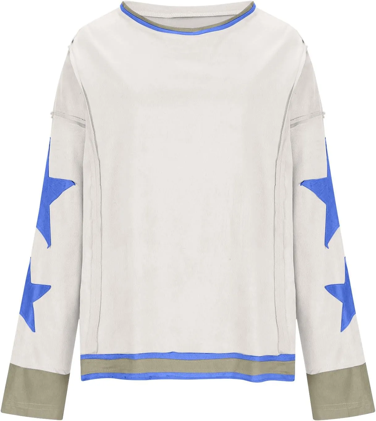 Womens Oversized Sweatshirts Fashion Y2k Tops Casual Crewneck Patchwork Pattern Pullover Shirt 2024 Streetwear