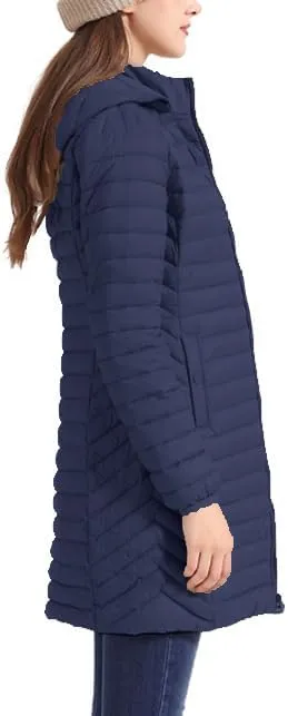 Women's Packable Long Puffer Jacket Lightweight Quilted Parka Jacket Winter Coat with Detachable Hood