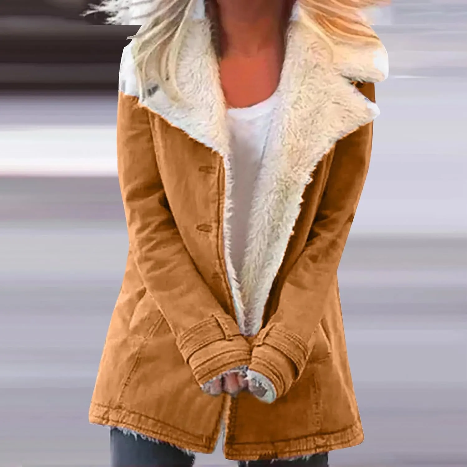 Womens Plus Size Sherpa Fleece Jackets Fashion 2023 Oversized Lapel Fuzzy Coat Warm Winter Faux Fur Outerwear