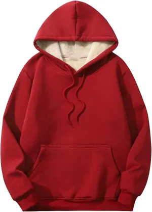Womens Plus Size Sherpa Lined Hoodies Winter Warm Fleece Hooded Sweatshirt Casual Thermal Tops with Pocket