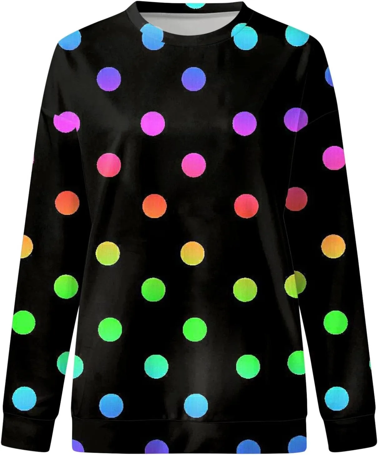 Womens Polka Dot Sweatshirt Crewneck Pullover Oversized Sweatshirts Stylish Casual Sweat Shirt Loose Fit Fall