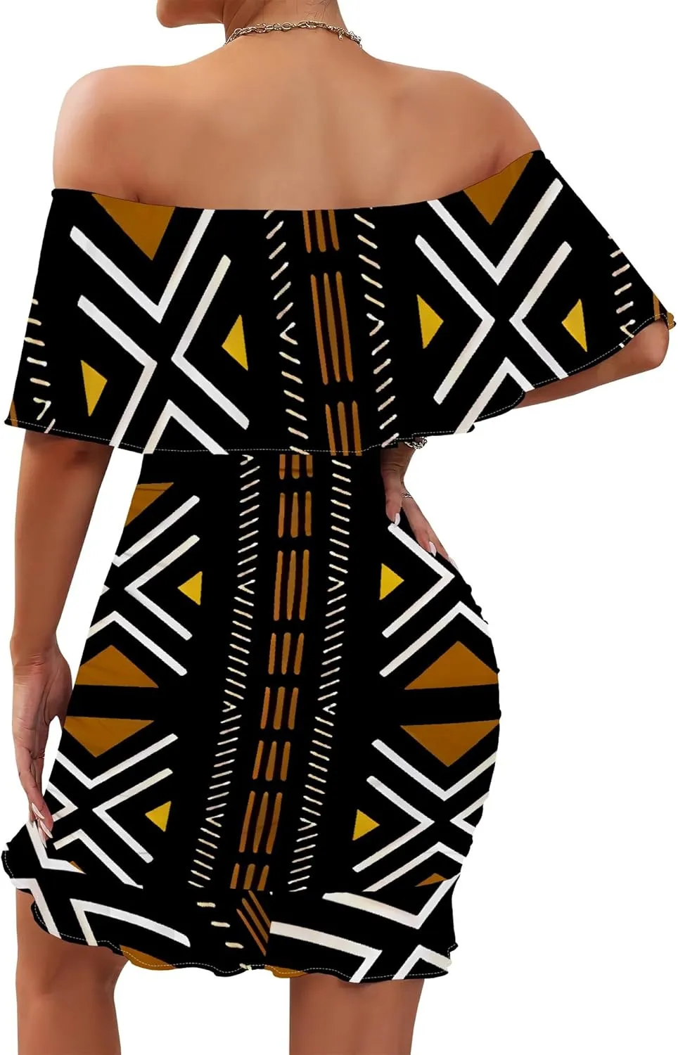 Women's Sexy Off The Shoulder Bodycon Mini Dresses Summer Casual Trendy Slim Ruched Ruffle Hem Cocktail Party Club Dresses
