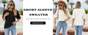 Women's Short Sleeve Sweaters Crew Neck Knit Lightweight Pullover Tops Summer Spring Sweaters 2025 Casual Outfits
