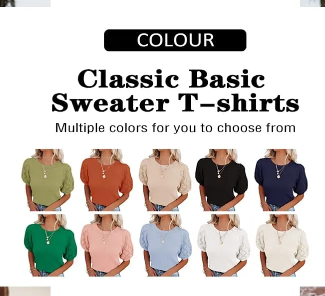 Women's Short Sleeve Sweaters Crew Neck Knit Lightweight Pullover Tops Summer Spring Sweaters 2025 Casual Outfits