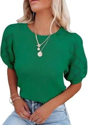 Women's Short Sleeve Sweaters Crew Neck Knit Lightweight Pullover Tops Summer Spring Sweaters 2025 Casual Outfits