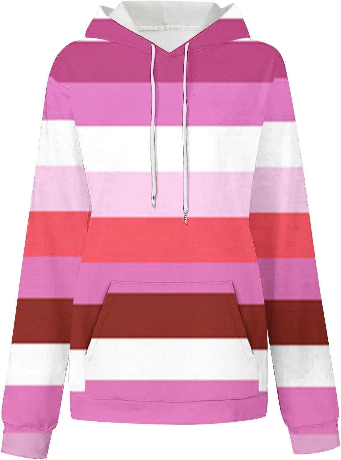 Womens Striped Hoodies Color Block Drawstring Hoodie Oversized Pullover Casual Fall Fashion Loose Fit Sweatshirt