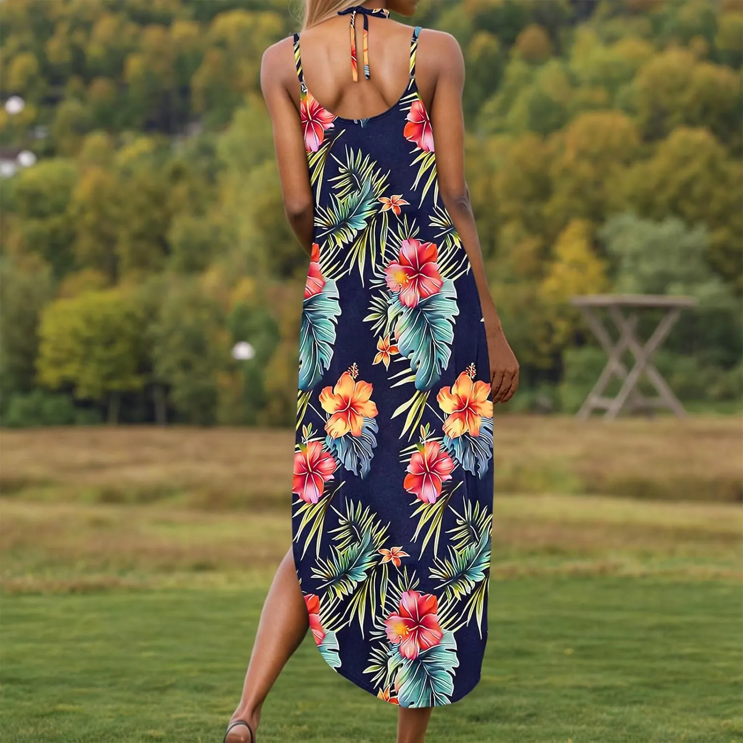 Womens Summer Maxi Dresses Sleeveless Floral Print Boho Tank Dress Vintage Flowy Spring Vacation Beach Sundress 2025