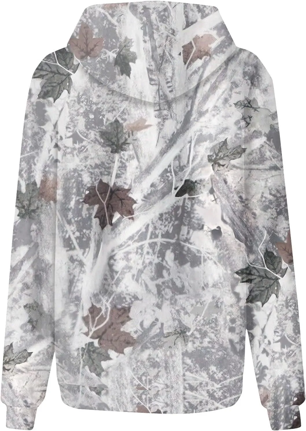 Womens Sweatshirts Trendy Camo Hoodie Maple-Leaf Print Hooded Long Sleeve Tops with Pocket Fall Clothes