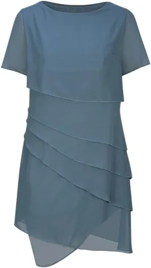Women's Tiered Chiffon Dresses Pleated A Line Flowy Mini Dress Solid Color Long Dress Cocktail Party Evening Dresses