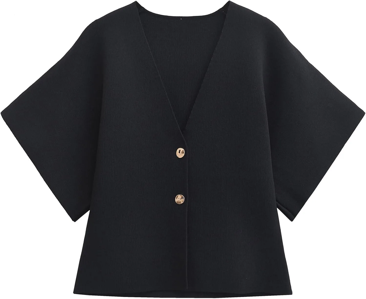 Wyeysyt Short Sleeve Cardigans for Women, Knit V-Neck Button Front Solid Color Sweater Top