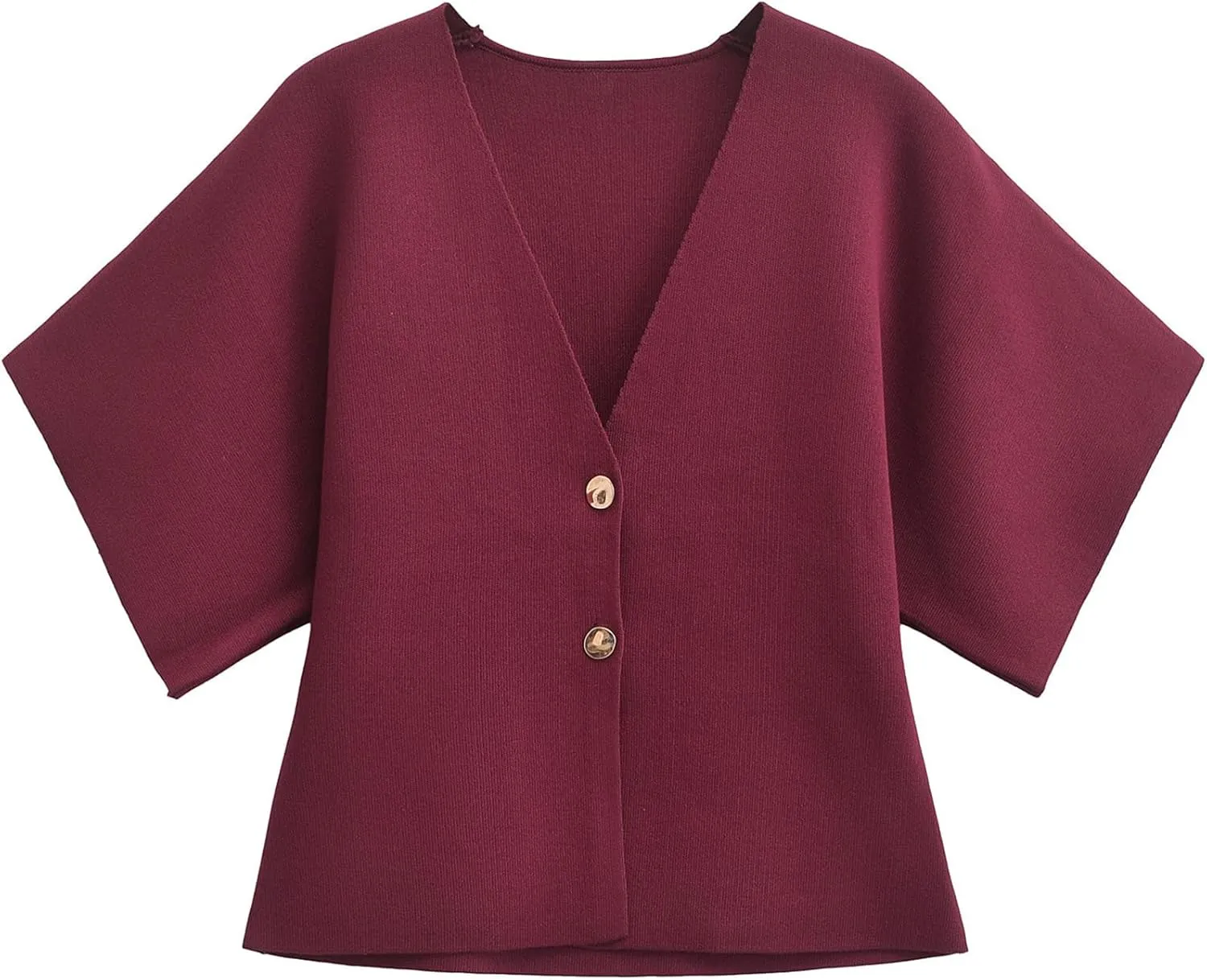 Wyeysyt Short Sleeve Cardigans for Women, Knit V-Neck Button Front Solid Color Sweater Top