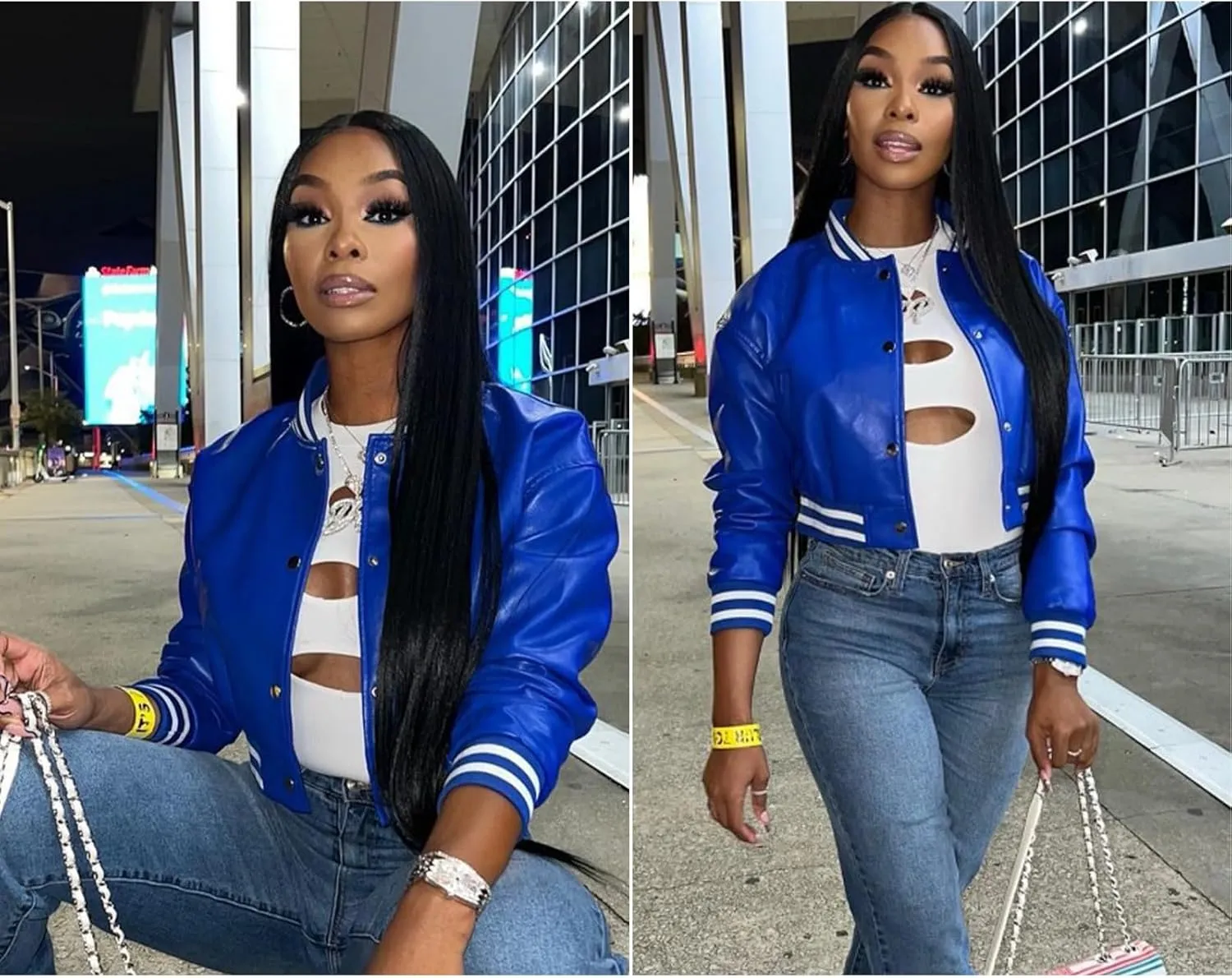Xaspee Varsity Bomber Jacket Women Causal Baseball Crop Top Letterman Faux Leather Snap Button Sports Outwear Jackets