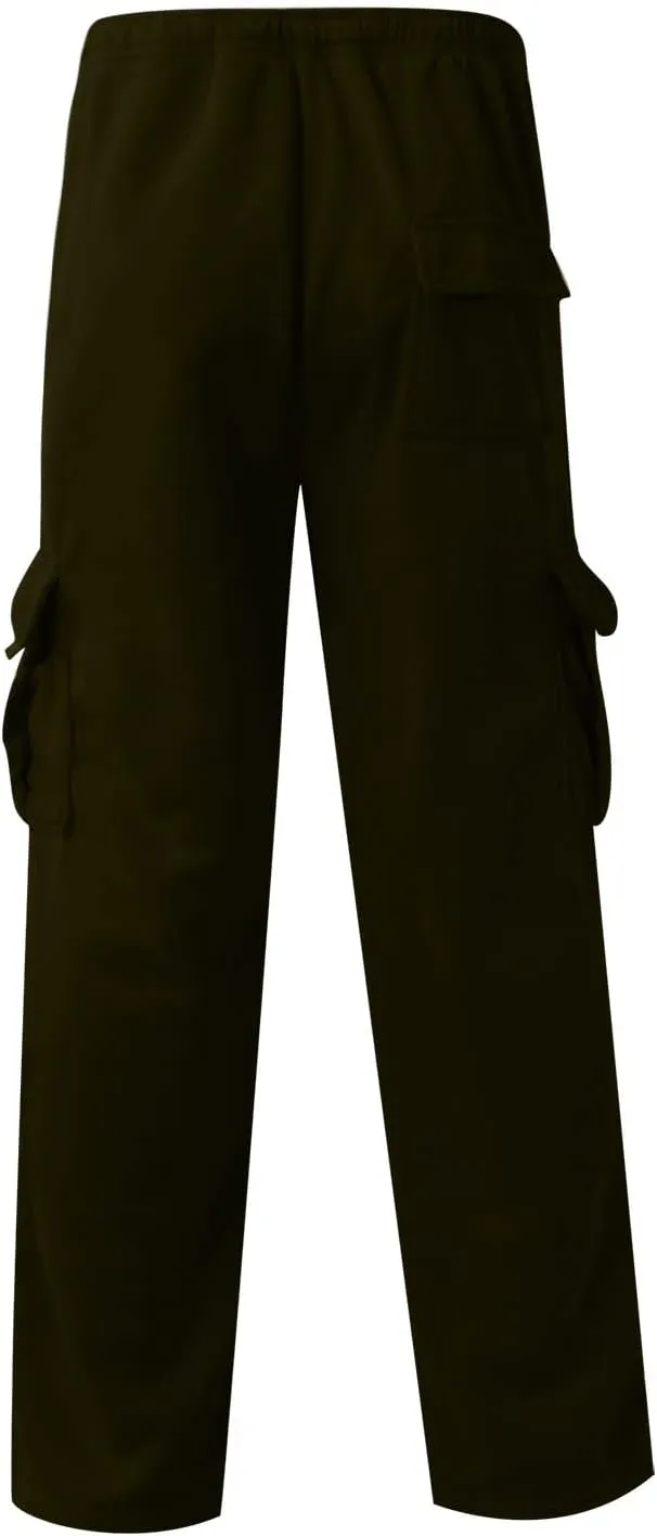 Ymosrh Mens Pants Relaxed Fit Overalls Drawstring Multi Pocket Casual Pants Hiking Cotton Twill Combat Pants Stretch
