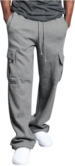 Ymosrh Mens Pants Relaxed Fit Overalls Drawstring Multi Pocket Casual Pants Hiking Cotton Twill Combat Pants Stretch