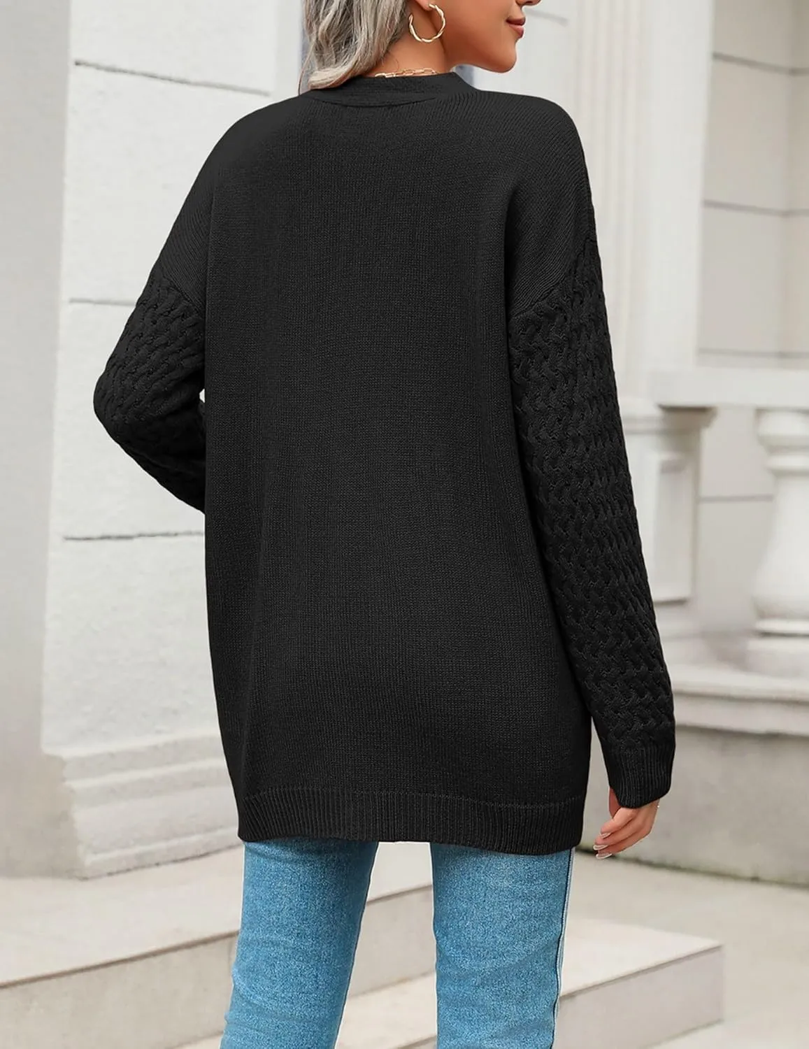 Zeagoo Womens 2025 Long Sleeve Chunky Cable Knit Fall Cardigans Sweaters Button Down Open Front Outerwear with Pockets
