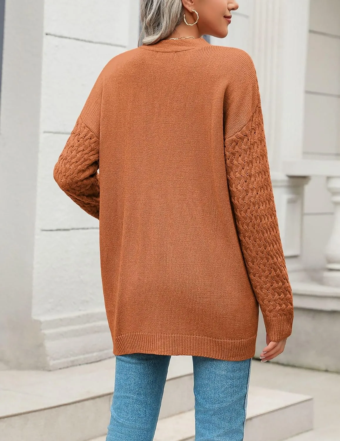 Zeagoo Womens 2025 Long Sleeve Chunky Cable Knit Fall Cardigans Sweaters Button Down Open Front Outerwear with Pockets