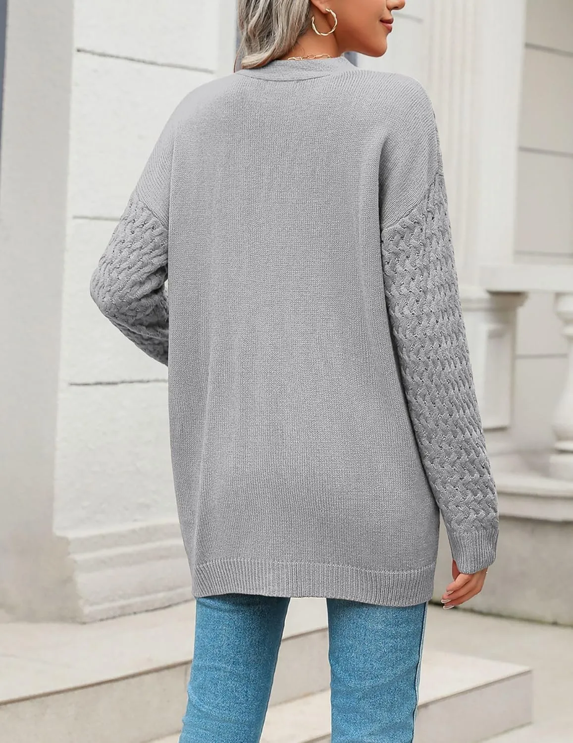 Zeagoo Womens 2025 Long Sleeve Chunky Cable Knit Fall Cardigans Sweaters Button Down Open Front Outerwear with Pockets