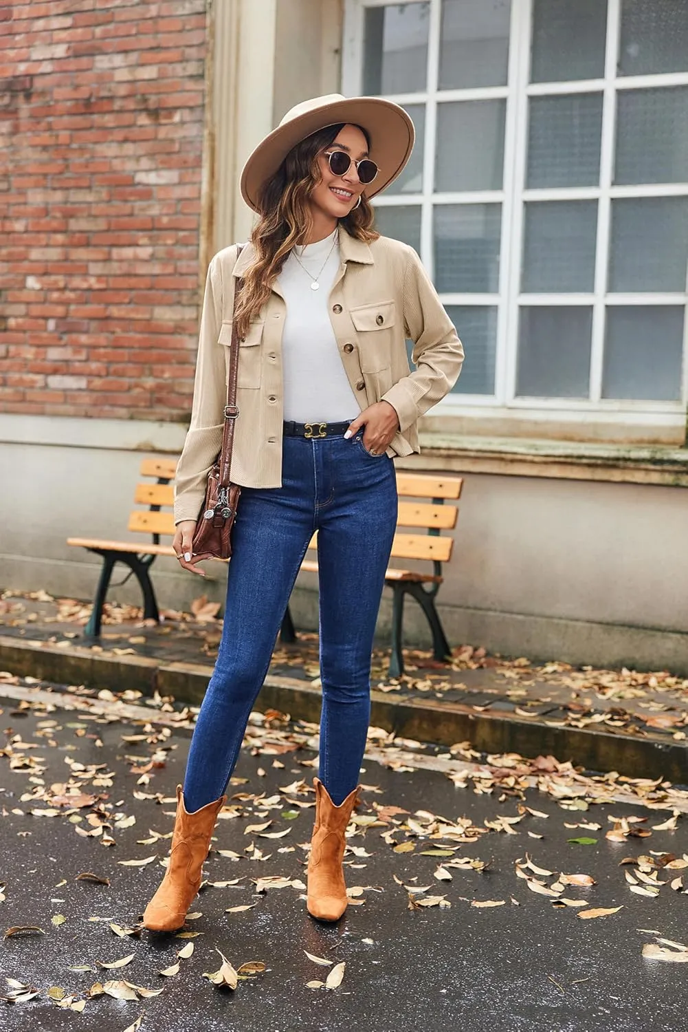 Zeagoo Womens Fashion Cropped Shackets Corduroy Button Down Crop Jackets Tops Long Sleeve Shirts Trendy 2025