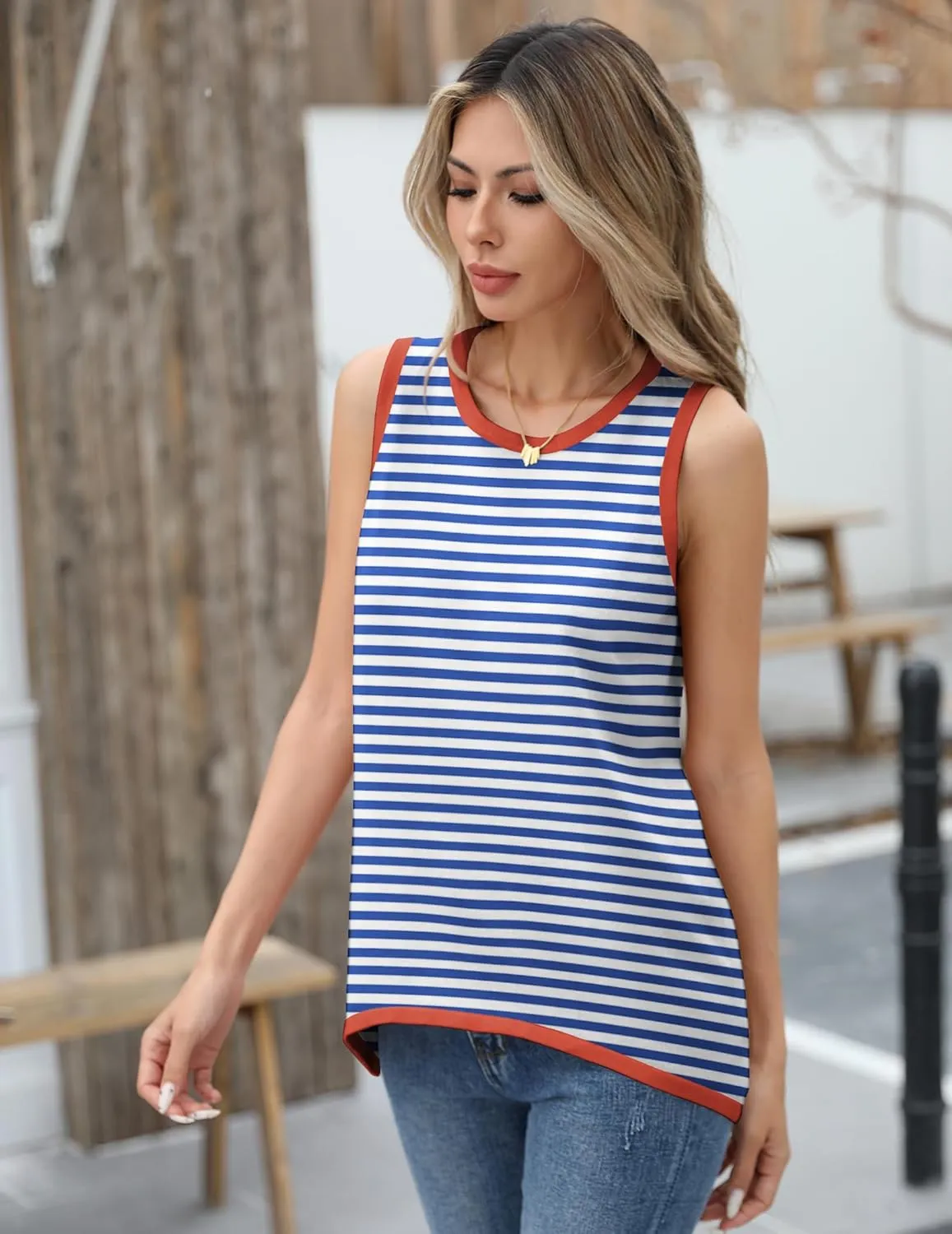 Zeagoo Womens Sleeveless Tops Knit Summer Tank Top 2025 Crew Neck Casual Loose Fit Spring Shirts Beach Blouses