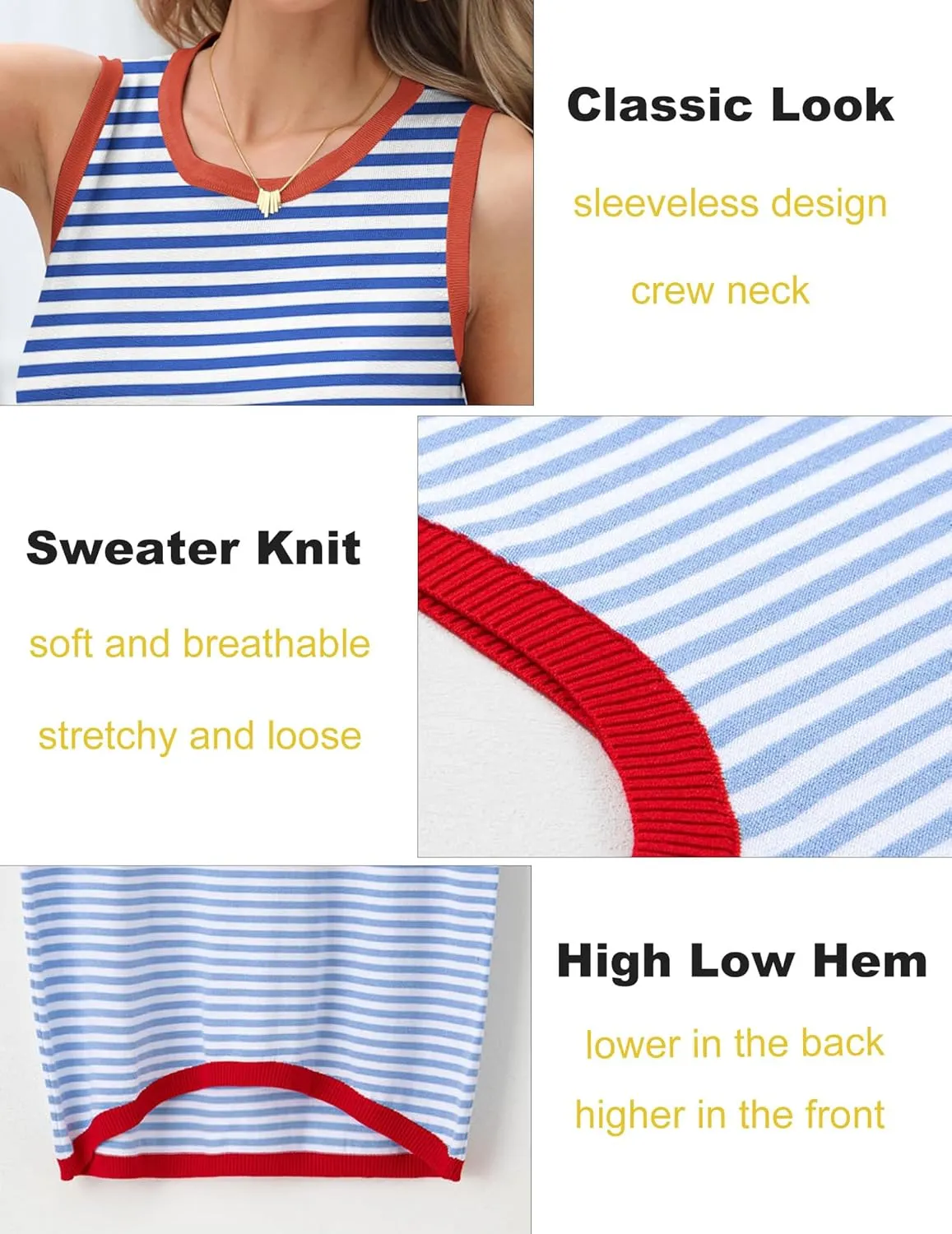 Zeagoo Womens Sleeveless Tops Knit Summer Tank Top 2025 Crew Neck Casual Loose Fit Spring Shirts Beach Blouses