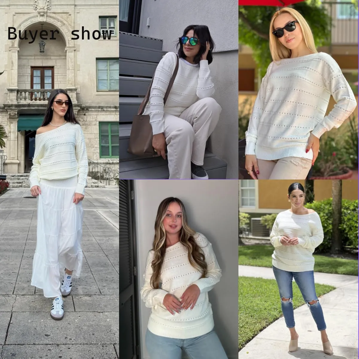 Zeagoo Womens Sweaters Cute Long Sleeve Off The Shoulder Pullover Tops Hollow Out Crochet Dressy Casual Outfits