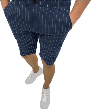 Zeiyignr Men's Striped Casual Dress Work Shorts with Pockets Light Weight Stretch Slim Fit Quick Dry Golf Shorts for Men