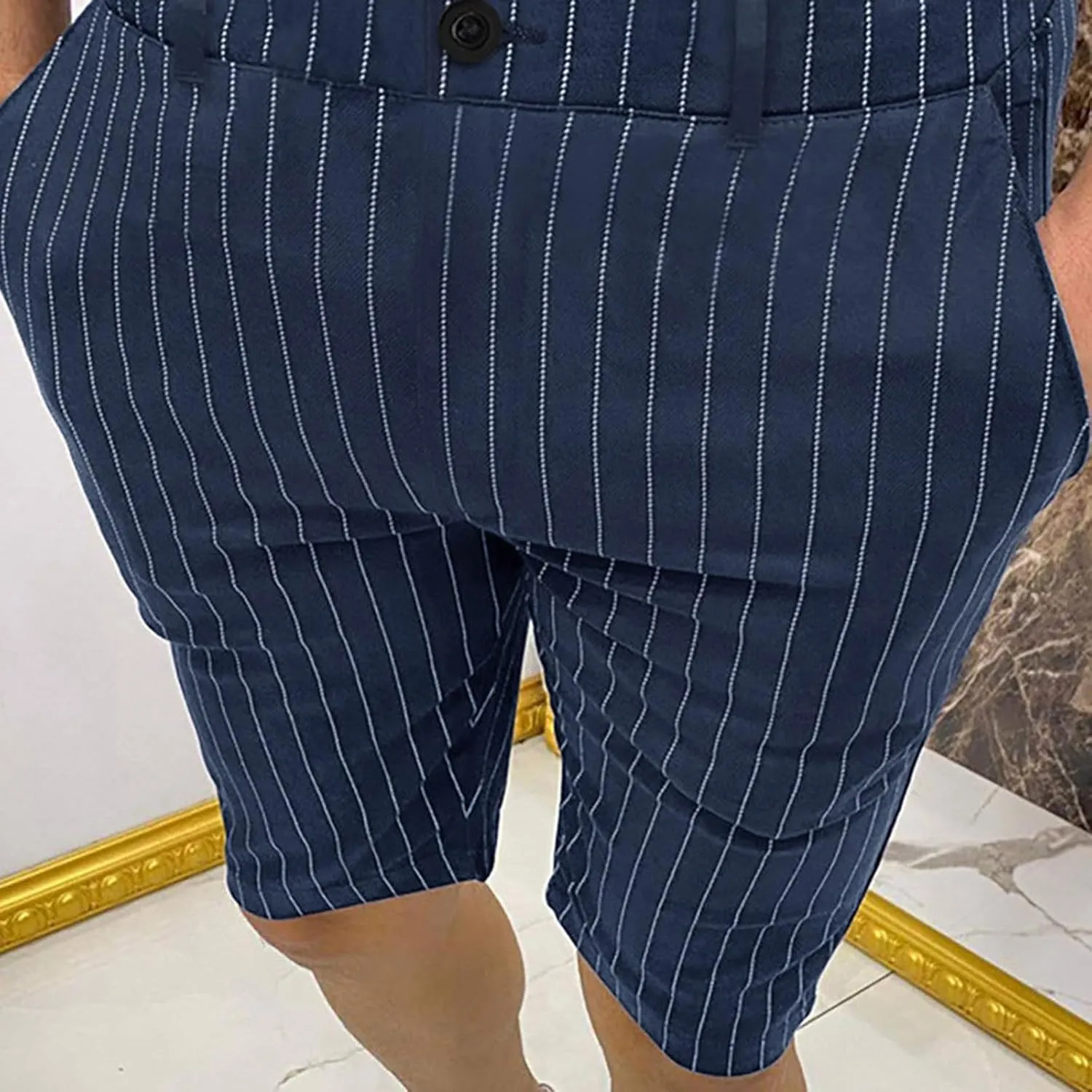 Zeiyignr Men's Striped Casual Dress Work Shorts with Pockets Light Weight Stretch Slim Fit Quick Dry Golf Shorts for Men