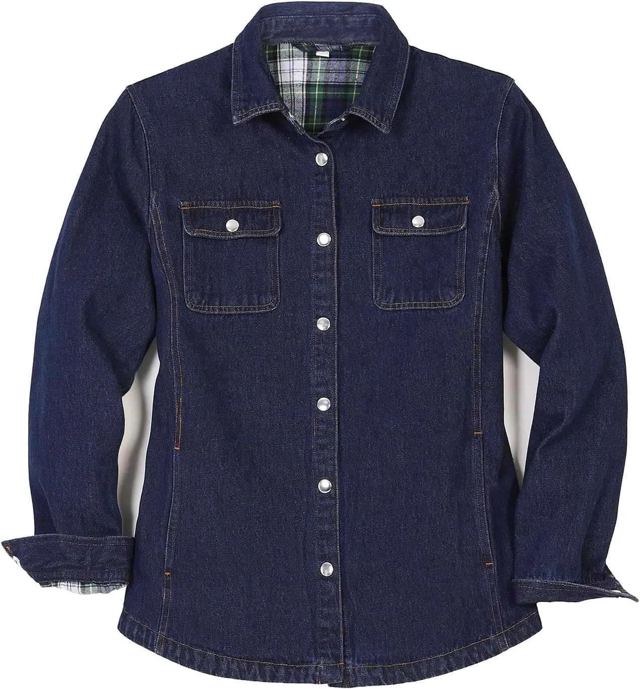 ZENTHACE Women's Flannel Lined Washed Denim Work Play Shirt Jacket,Fall Winter Light-Med Jean Shacket