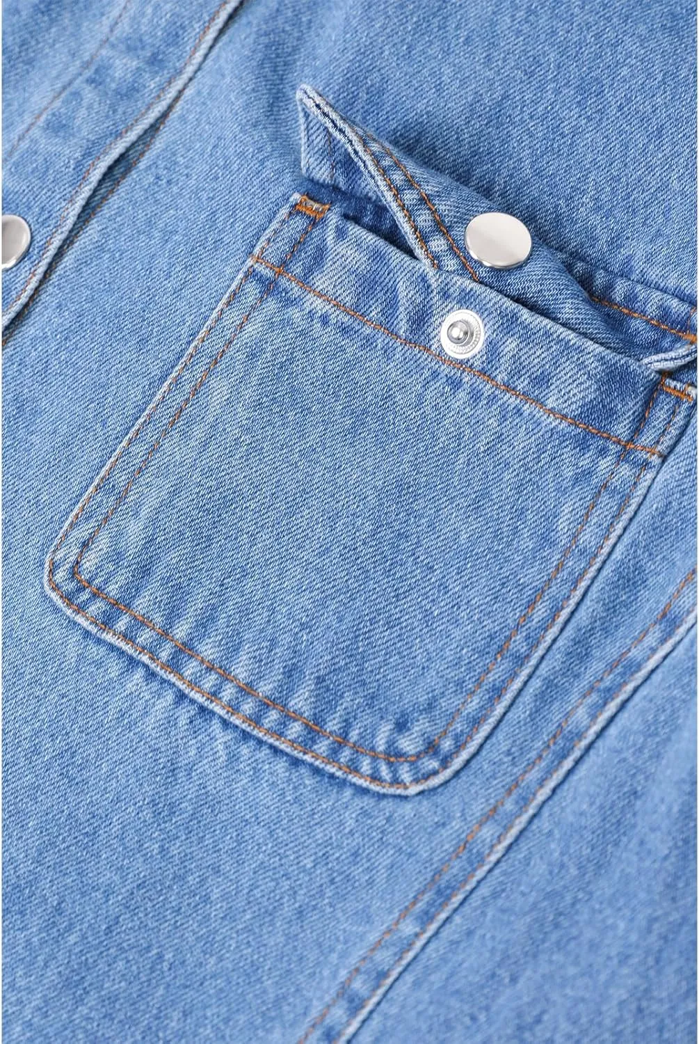 ZENTHACE Women's Flannel Lined Washed Denim Work Play Shirt Jacket,Fall Winter Light-Med Jean Shacket