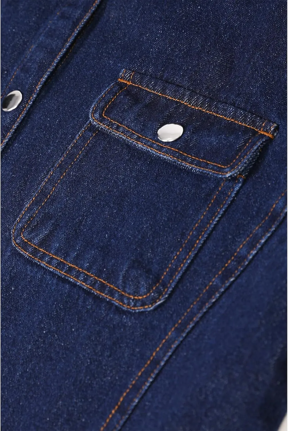 ZENTHACE Women's Flannel Lined Washed Denim Work Play Shirt Jacket,Fall Winter Light-Med Jean Shacket