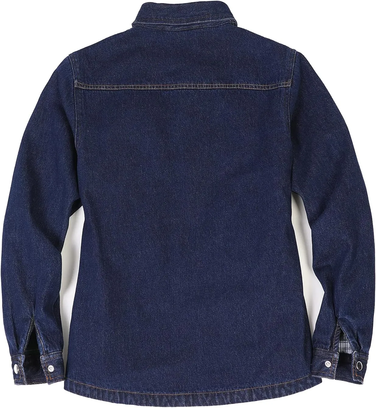 ZENTHACE Women's Flannel Lined Washed Denim Work Play Shirt Jacket,Fall Winter Light-Med Jean Shacket