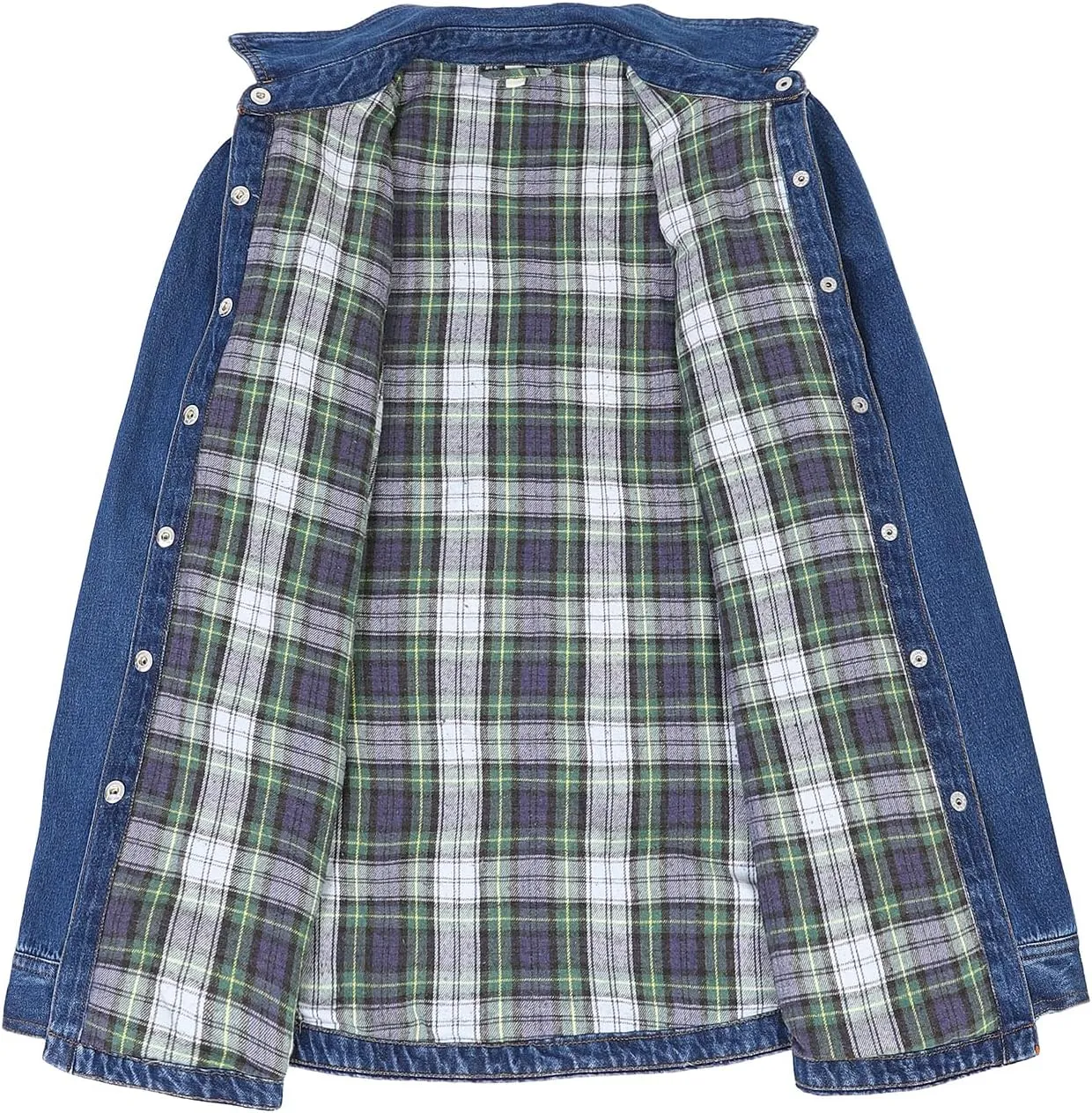 ZENTHACE Women's Flannel Lined Washed Denim Work Play Shirt Jacket,Fall Winter Light-Med Jean Shacket