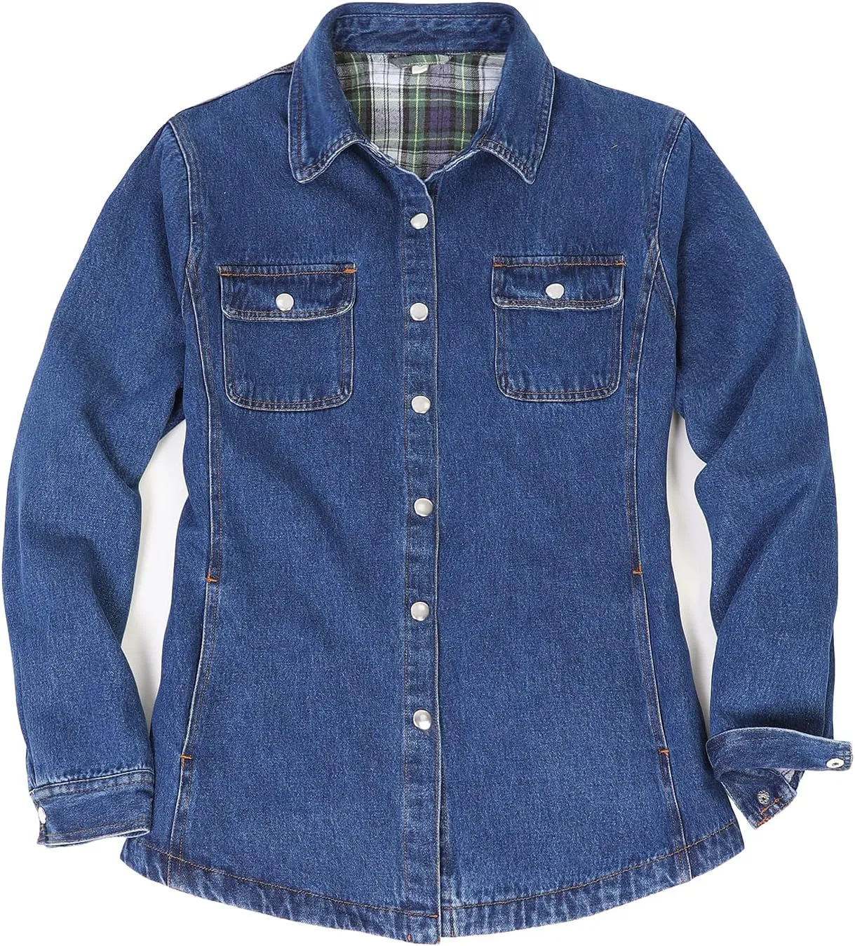 ZENTHACE Women's Flannel Lined Washed Denim Work Play Shirt Jacket,Fall Winter Light-Med Jean Shacket