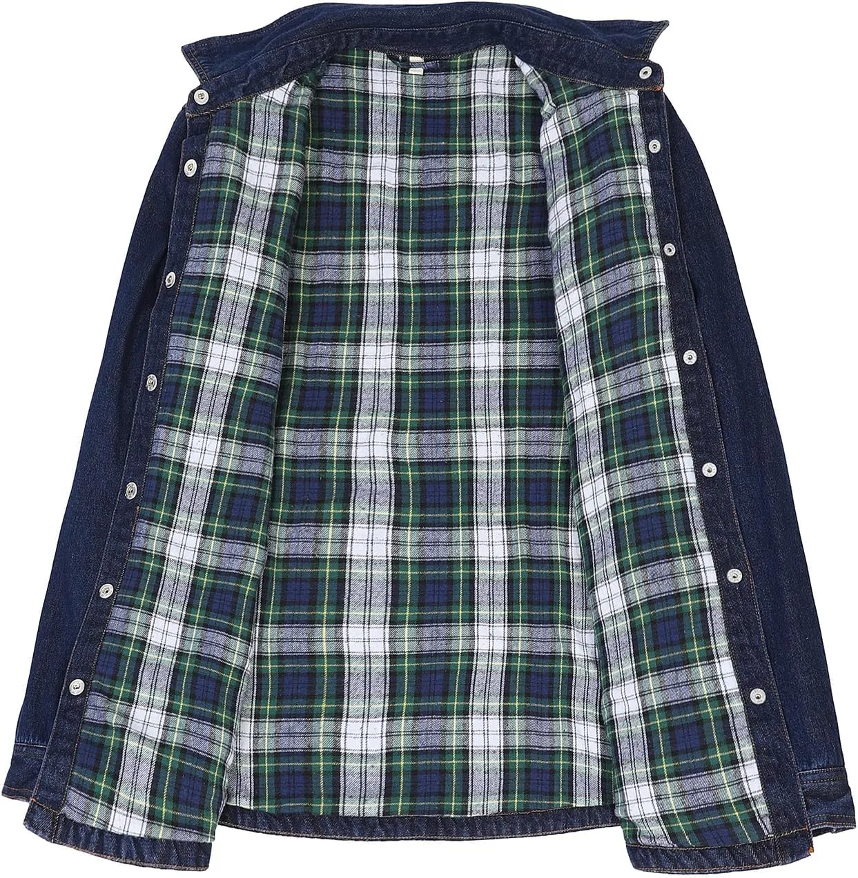 ZENTHACE Women's Flannel Lined Washed Denim Work Play Shirt Jacket,Fall Winter Light-Med Jean Shacket