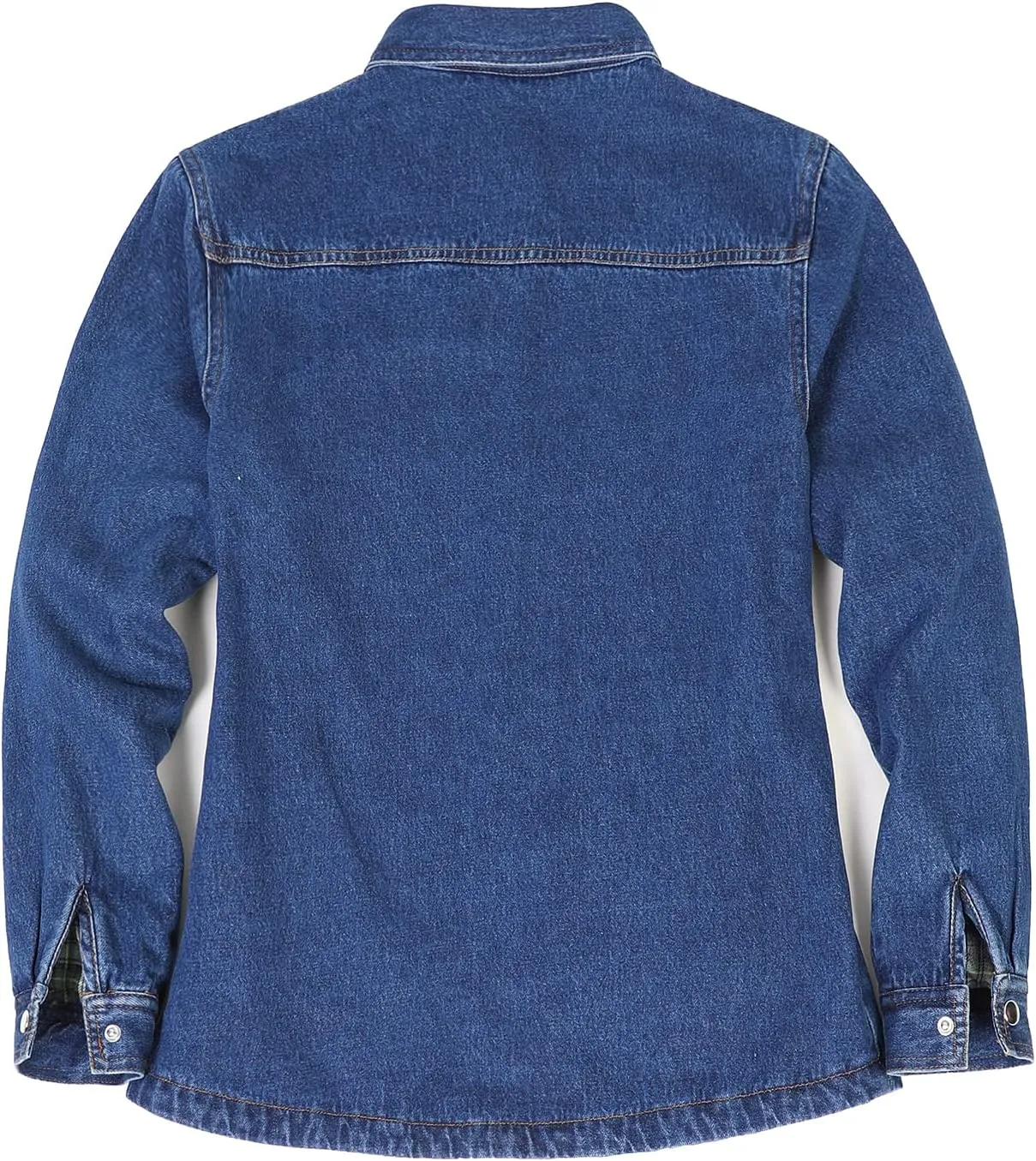 ZENTHACE Women's Flannel Lined Washed Denim Work Play Shirt Jacket,Fall Winter Light-Med Jean Shacket