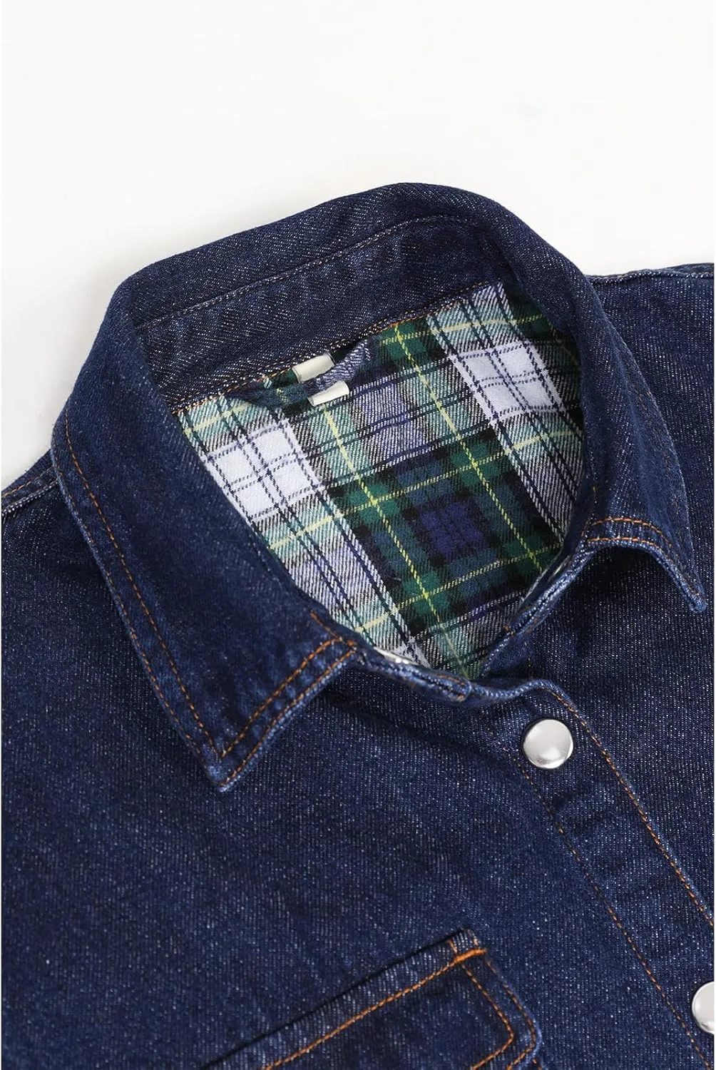 ZENTHACE Women's Flannel Lined Washed Denim Work Play Shirt Jacket,Fall Winter Light-Med Jean Shacket