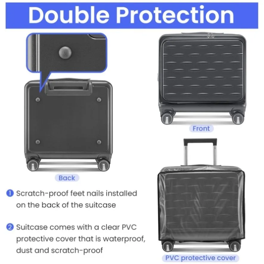 ZUN 18" Carry On with Front Open Door &Laptop Interlayer, Hard Shell Suitcase Built-In TSA 94941552