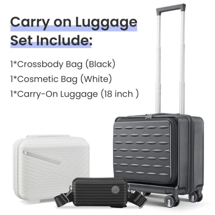 ZUN 18" Carry On with Front Open Door &Laptop Interlayer, Hard Shell Suitcase Built-In TSA 94941552