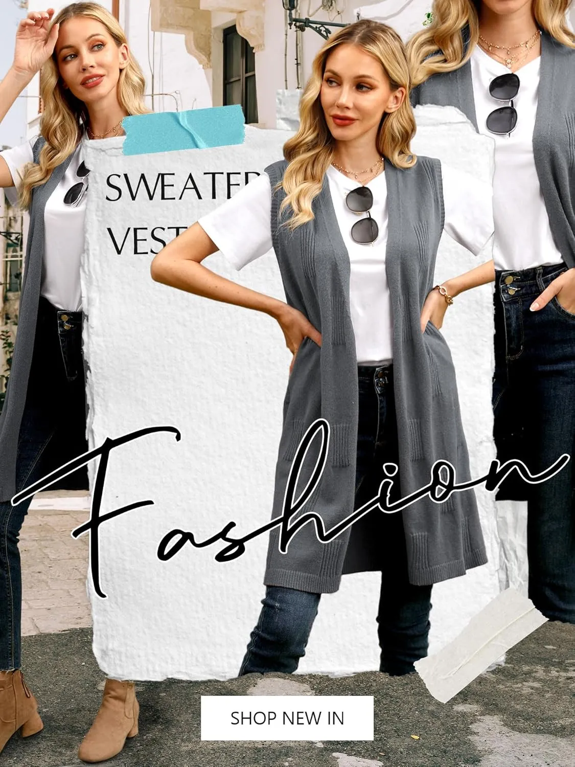 ZXZY Sleeveless Cardigans for Women Cozy Trendy Open Front Sweater Duster Long Vest